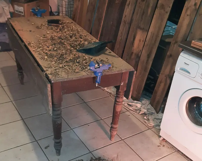 A one hundred-year-old kitchen table, crying out for repurposing