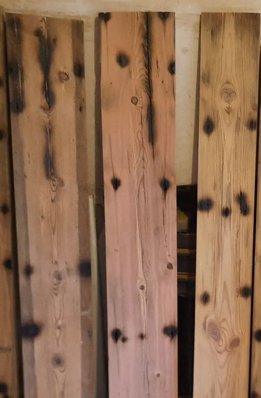 Manky old shelves, in the process of restoration