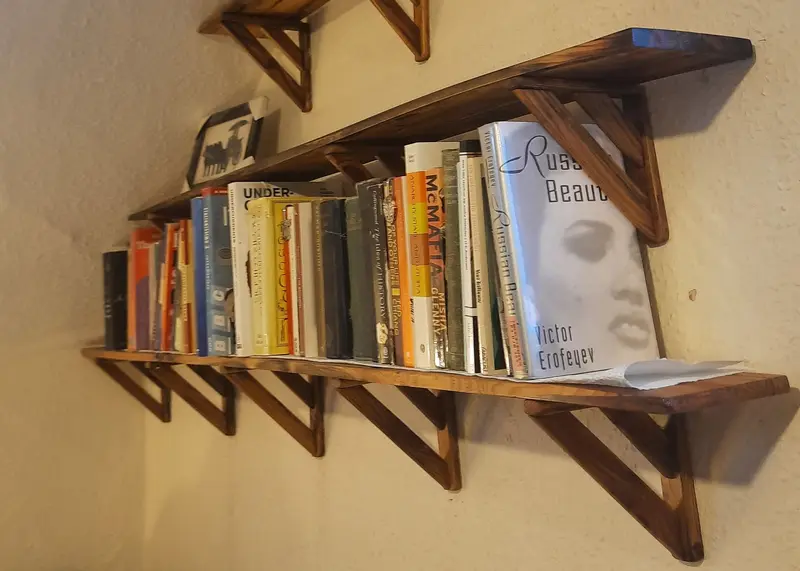 Manky old shelves, in the process of restoration