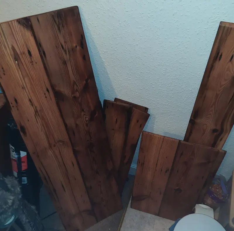 Manky old shelves, in the process of restoration