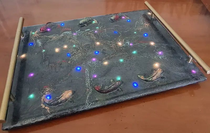 The base of my first successful LED embedded epoxy resin tray